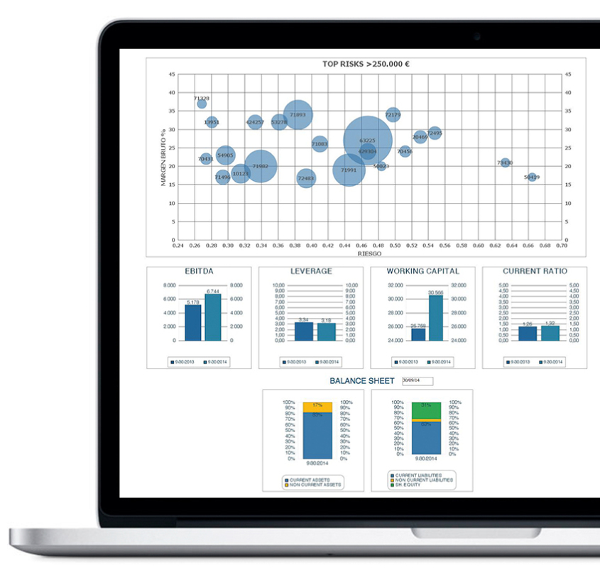 Dashboard de plataforma SaaS especializada en credit scoring